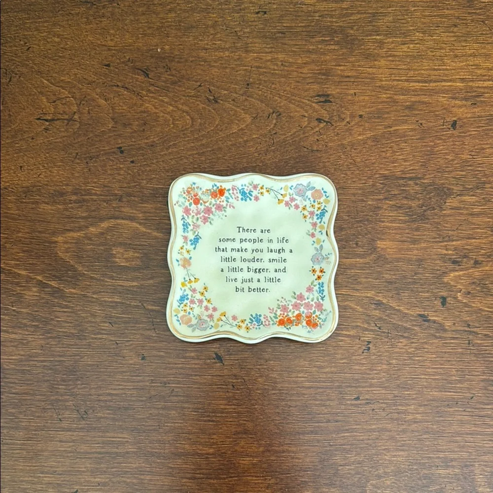 NATURAL LIFE Floral Ceramic Quote Trinket Tray OS NWT